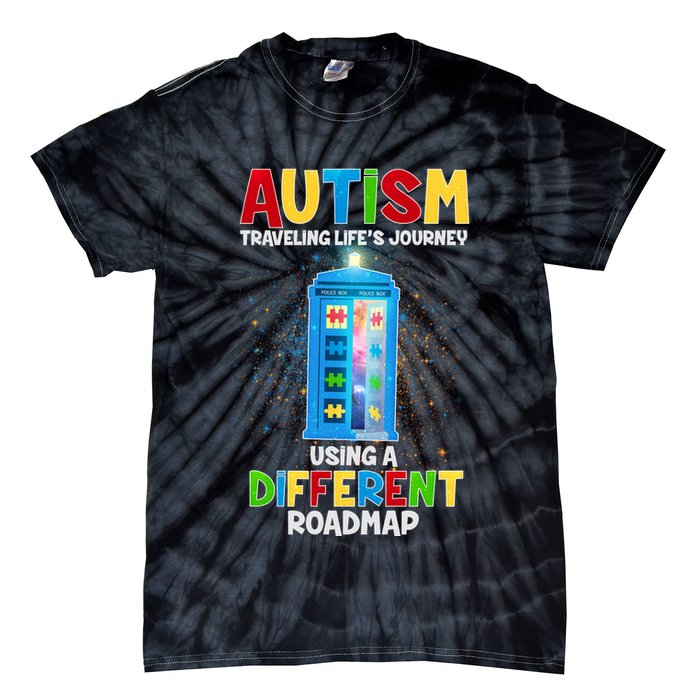 Autism Using a Different Road Map Tie-Dye T-Shirt