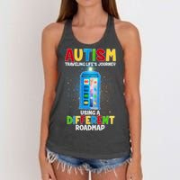 Autism Using a Different Road Map Women's Knotted Racerback Tank