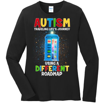 Autism Using a Different Road Map Ladies Long Sleeve Shirt