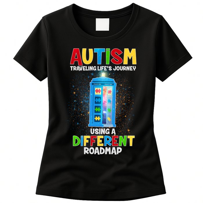 Autism Using a Different Road Map Womens T-Shirt