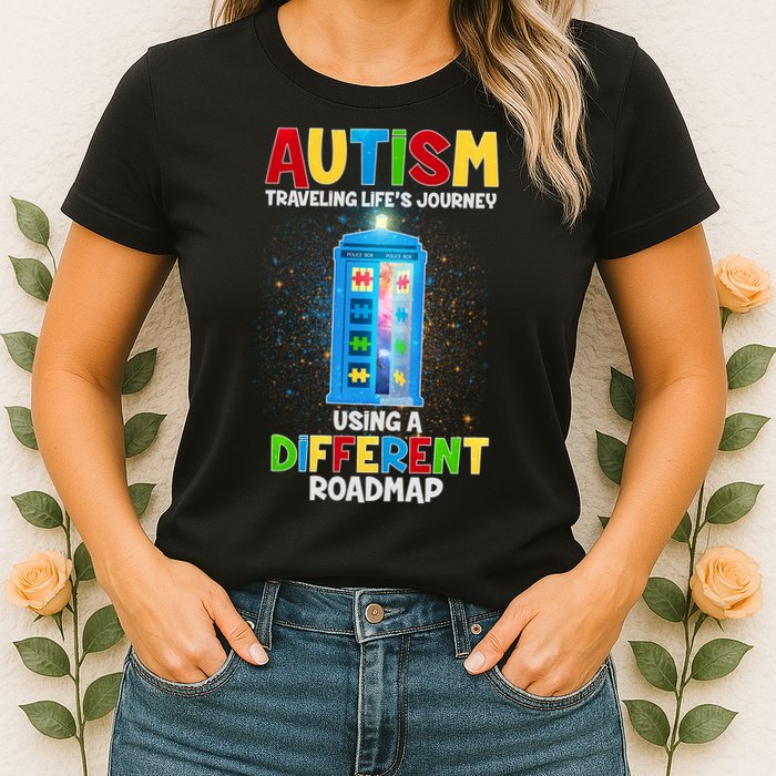 Autism Using a Different Road Map Womens T-Shirt
