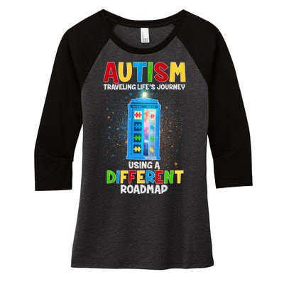 Autism Using a Different Road Map Women's Tri-Blend 3/4-Sleeve Raglan Shirt