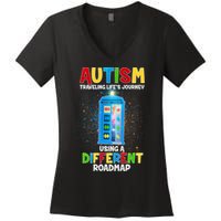 Autism Using a Different Road Map Women's V-Neck T-Shirt