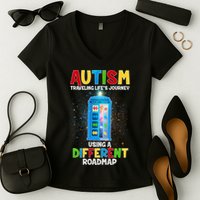 Autism Using a Different Road Map Women's V-Neck T-Shirt