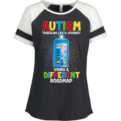 Autism Using a Different Road Map Enza Ladies Jersey Colorblock Tee