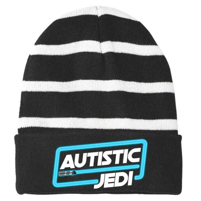 Autistic Jedi Autism Awareness Striped Beanie with Solid Band