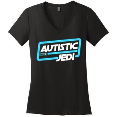 Autistic Jedi Autism Awareness Women's V-Neck T-Shirt