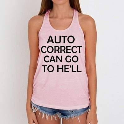 Auto Correct Can Go To He'll (Hell) Women's Knotted Racerback Tank