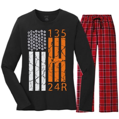 Auto Racing Mechanic Manual USA Flag Women's Long Sleeve Flannel Pajama Set 