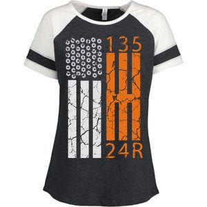 Auto Racing Mechanic Manual USA Flag Enza Ladies Jersey Colorblock Tee