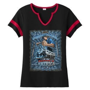 Autoworkers - Backbone of America Ladies Halftime Notch Neck Tee