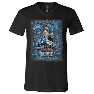 Autoworkers - Backbone of America V-Neck T-Shirt