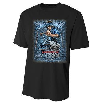 Autoworkers - Backbone of America Performance Sprint T-Shirt