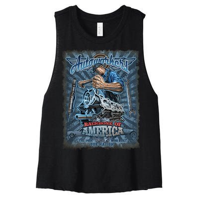 Autoworkers - Backbone of America Women's Racerback Cropped Tank