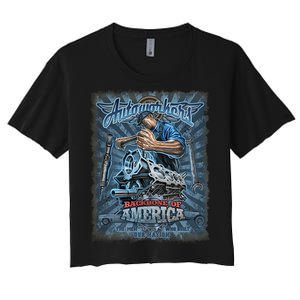 Autoworkers - Backbone of America Women's Crop Top Tee