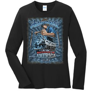 Autoworkers - Backbone of America Ladies Long Sleeve Shirt