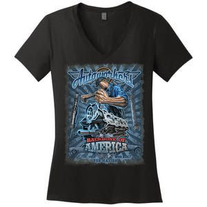 Autoworkers - Backbone of America Women's V-Neck T-Shirt