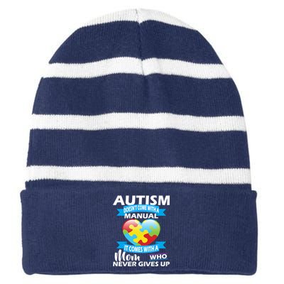 Autsim Doesn't Come With A Manual Striped Beanie with Solid Band