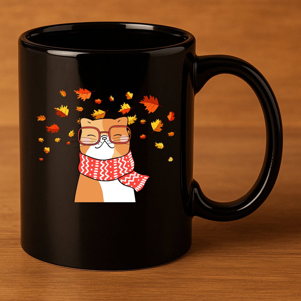 Autumn Cat Fall Season 11oz C Handle Ceramic Mug