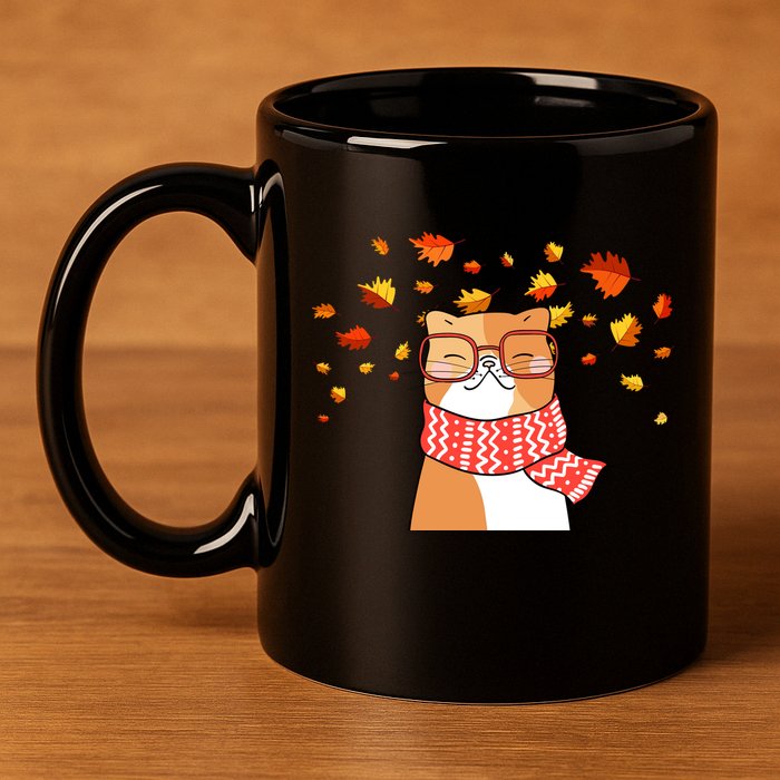 Autumn Cat Fall Season 11oz C Handle Ceramic Mug