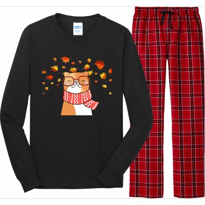 Autumn Cat Fall Season Long Sleeve Pajama Set