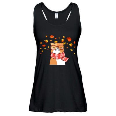 Autumn Cat Fall Season Ladies Essential Flowy Tank