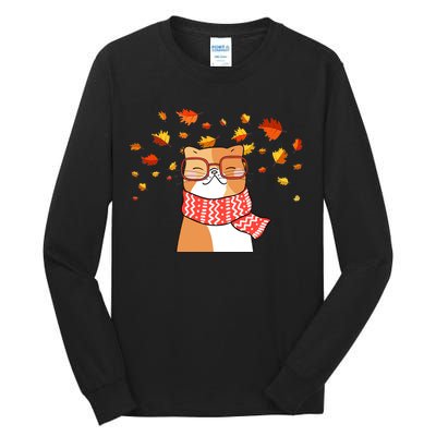 Autumn Cat Fall Season Tall Long Sleeve T-Shirt