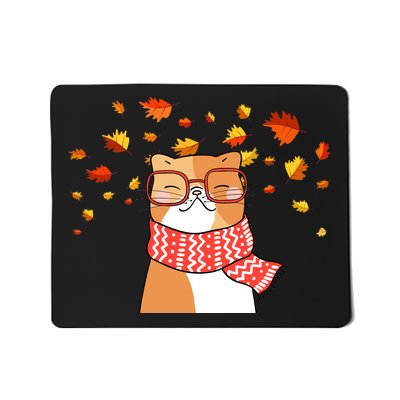 Autumn Cat Fall Season Mousepad