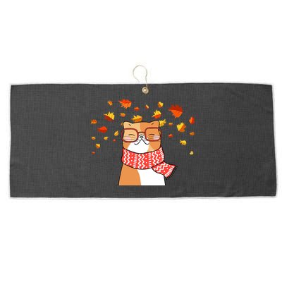 Autumn Cat Fall Season Large Microfiber Waffle Golf Towel