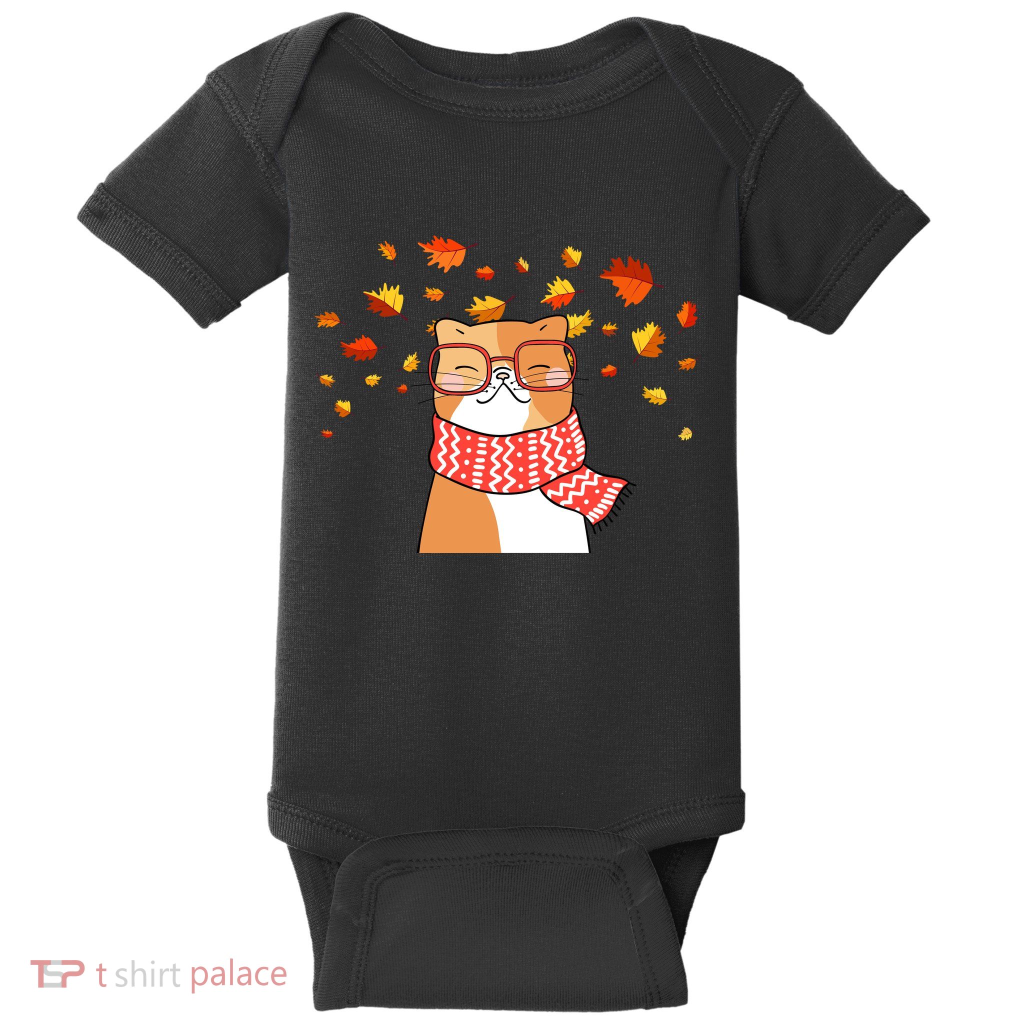 Autumn Cat Fall Season Baby Bodysuit