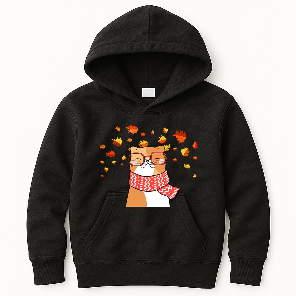 Autumn Cat Fall Season Kids Hoodie