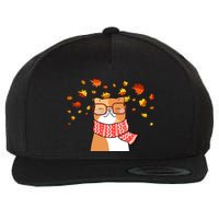 Autumn Cat Fall Season Wool Snapback Cap