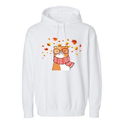 Autumn Cat Fall Season Garment-Dyed Fleece Hoodie