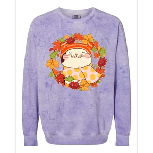 Autumn Cat Wreath Colorblast Crewneck Sweatshirt