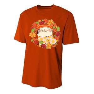 Autumn Cat Wreath Performance Sprint T-Shirt