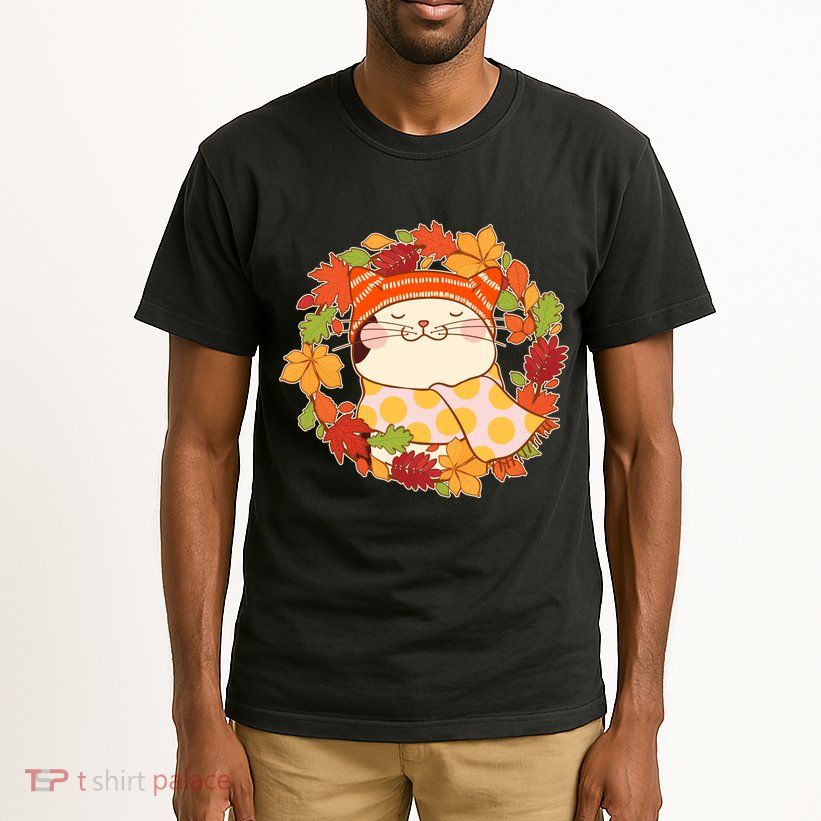 Autumn Cat Wreath Tall T-Shirt