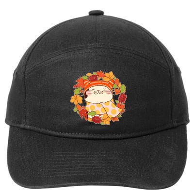 Autumn Cat Wreath 7-Panel Snapback Hat