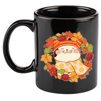 Autumn Cat Wreath 11oz C Handle Ceramic Mug
