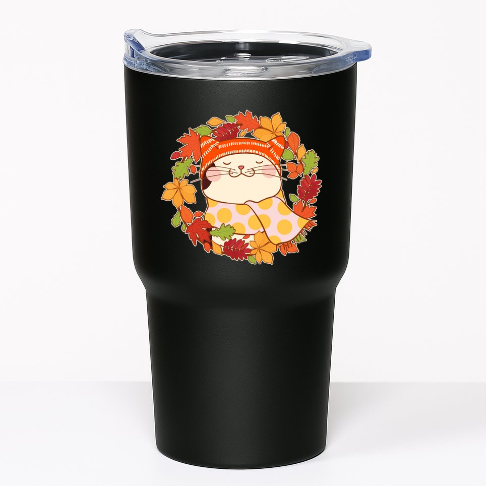 Autumn Cat Wreath Tumbler