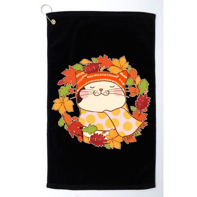 Autumn Cat Wreath Golf Towel