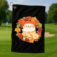 Autumn Cat Wreath Golf Towel