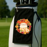 Autumn Cat Wreath Golf Towel