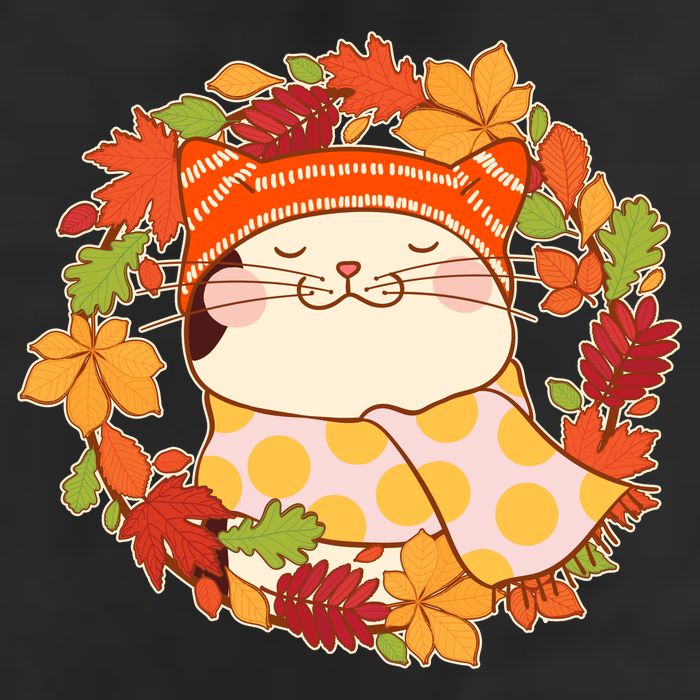 Autumn Cat Wreath Golf Towel