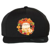 Autumn Cat Wreath Wool Snapback Cap