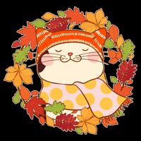 Autumn Cat Wreath Wool Snapback Cap