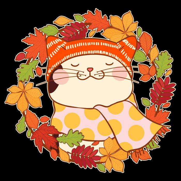 Autumn Cat Wreath Wool Snapback Cap