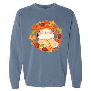 Autumn Cat Wreath Garment-Dyed Sweatshirt