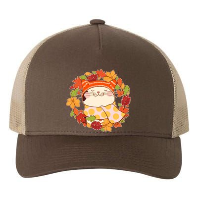 Autumn Cat Wreath Yupoong Adult 5-Panel Trucker Hat