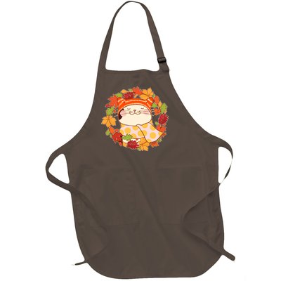 Autumn Cat Wreath Full-Length Apron With Pockets