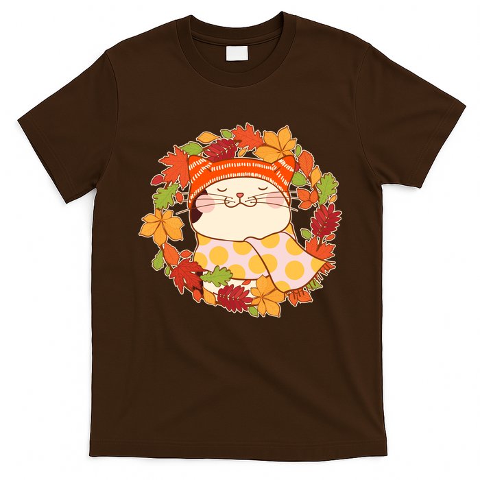 Autumn Cat Wreath T-Shirt